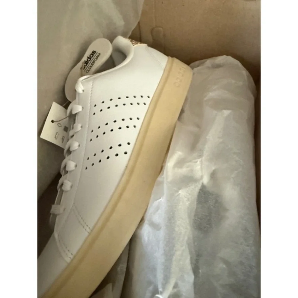 Adidas Advantage 2.0 Court Womens 7.5 White‎ Leopard Leather Sneakers New IG9182